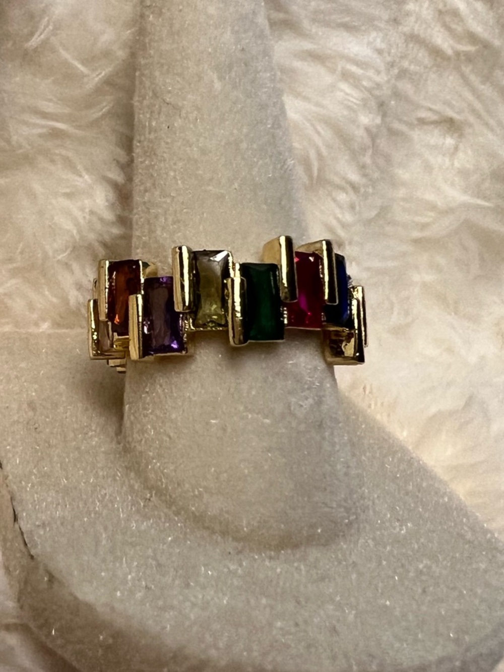 Gold Multi-Stone Statement Ring - Multi Colored & Adjustable - Picture 2 of 12